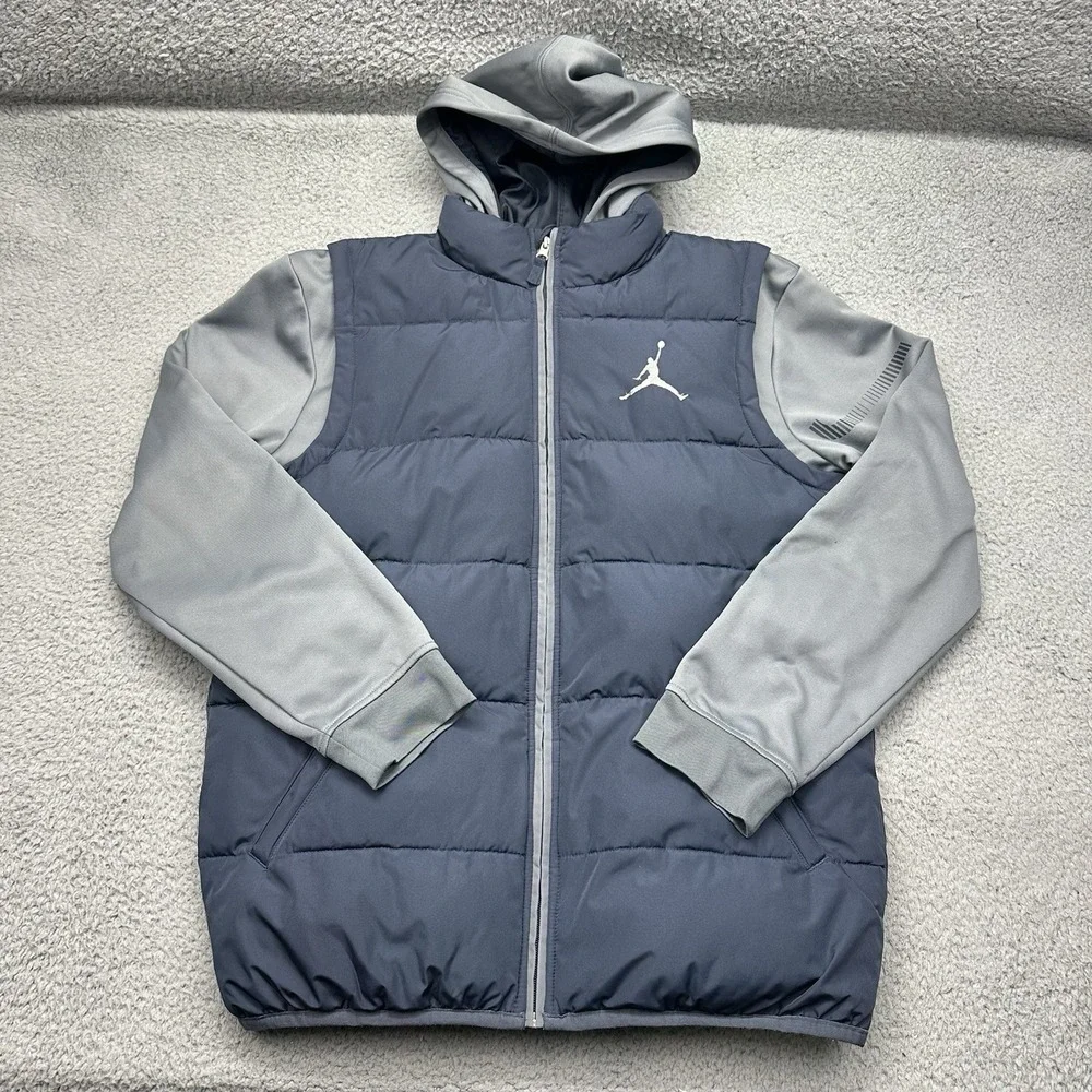 Nike Air Jordan 4370-U2Y Boys XL 13-15 YR Hooded Layered-Look Puffer Vest Jacket